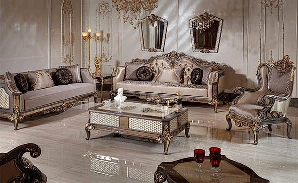 Turkey Classic Furniture - Luxury Furniture ModelsBlack Rose Classic Sofa Set