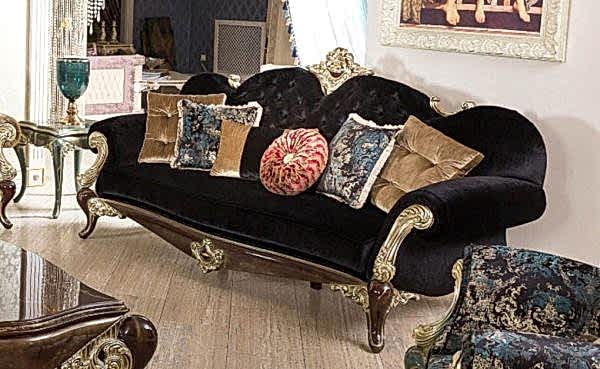 Turkey Classic Furniture - Luxury Furniture ModelsSara Black Classic Sofa Set