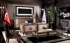 Turkey Classic Furniture - Luxury Furniture ModelsHumayun Black Classic Office Set