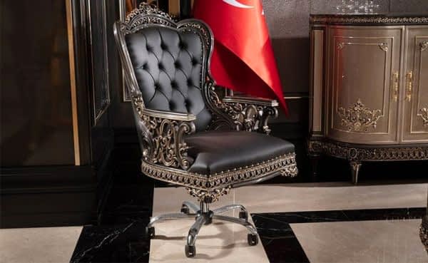 Turkey Classic Furniture - Luxury Furniture ModelsHumayun Black Classic Office Set